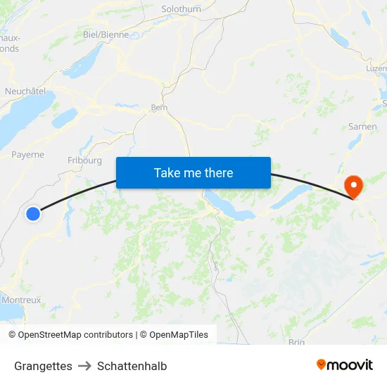 Grangettes to Schattenhalb map