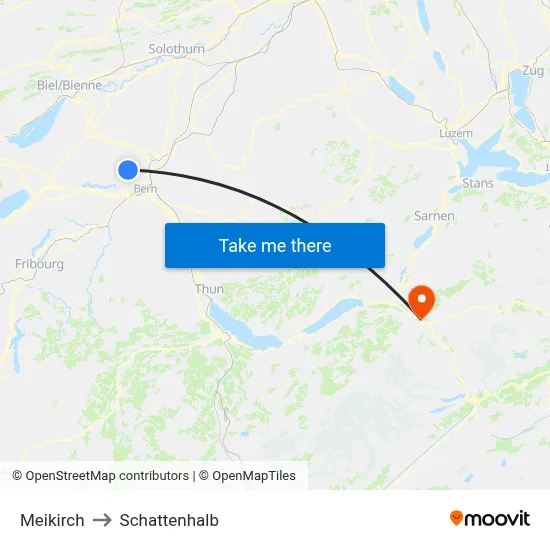 Meikirch to Schattenhalb map