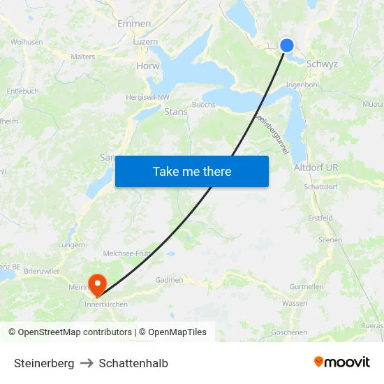 Steinerberg to Schattenhalb map