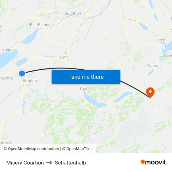 Misery-Courtion to Schattenhalb map