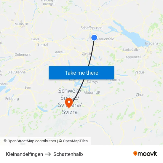 Kleinandelfingen to Schattenhalb map