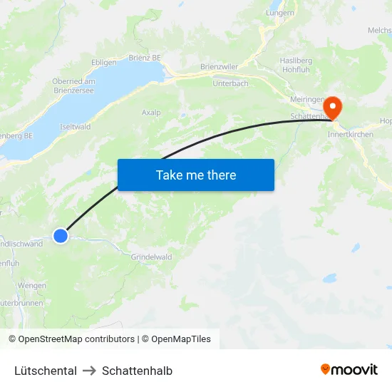 Lütschental to Schattenhalb map