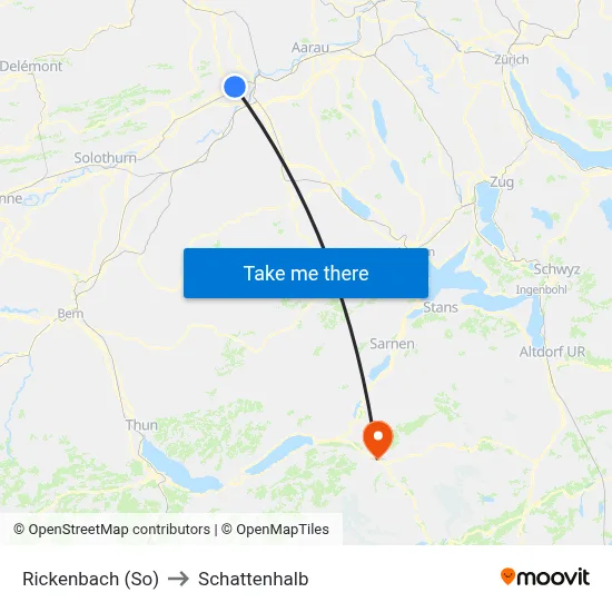 Rickenbach (So) to Schattenhalb map
