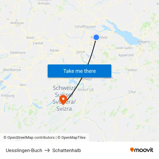 Uesslingen-Buch to Schattenhalb map