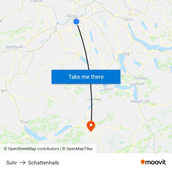 Suhr to Schattenhalb map