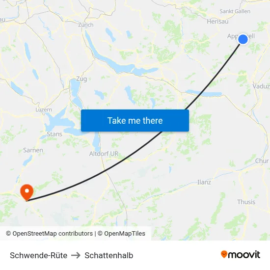 Schwende-Rüte to Schattenhalb map