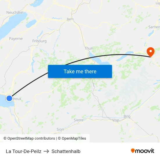 La Tour-De-Peilz to Schattenhalb map