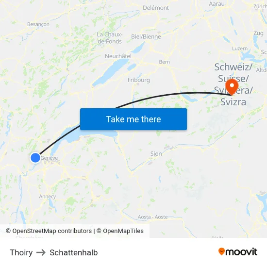 Thoiry to Schattenhalb map
