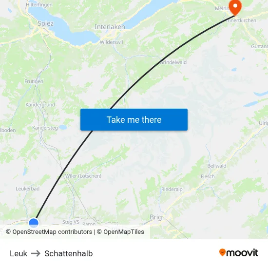 Leuk to Schattenhalb map