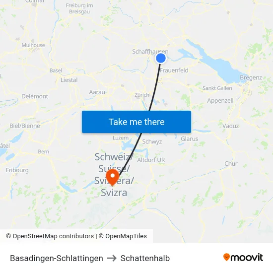Basadingen-Schlattingen to Schattenhalb map