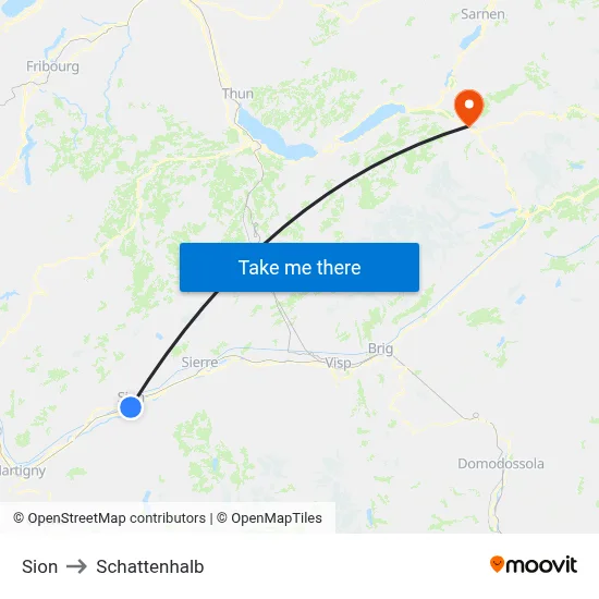 Sion to Schattenhalb map