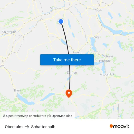 Oberkulm to Schattenhalb map