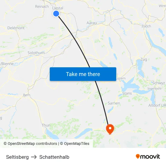 Seltisberg to Schattenhalb map