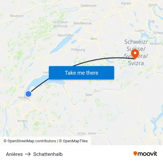 Anières to Schattenhalb map