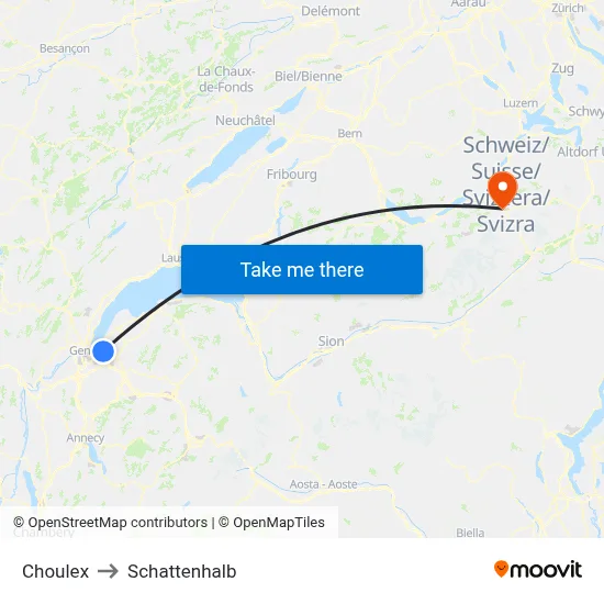 Choulex to Schattenhalb map