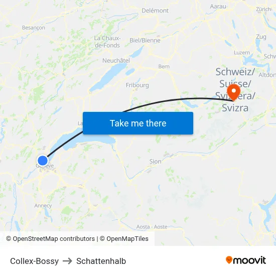 Collex-Bossy to Schattenhalb map
