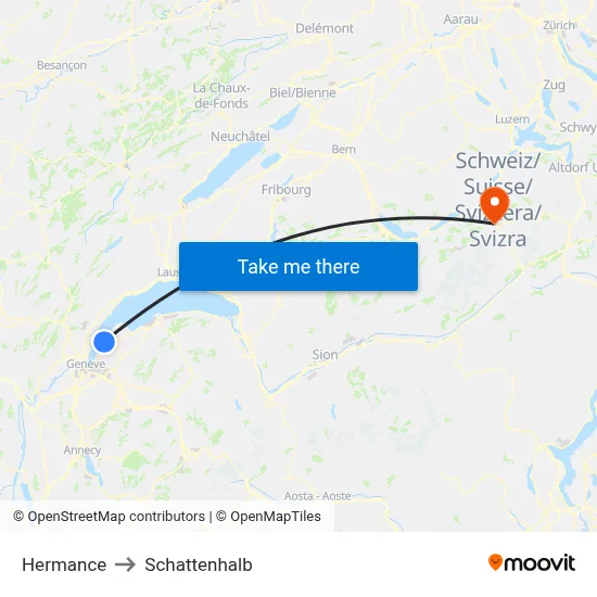 Hermance to Schattenhalb map