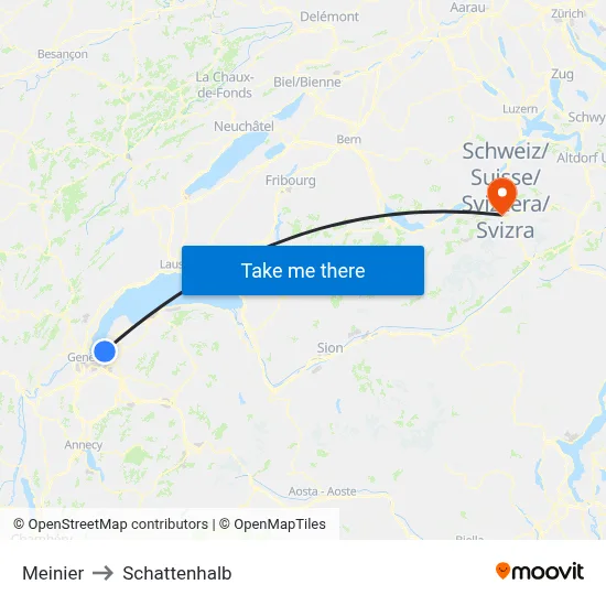 Meinier to Schattenhalb map