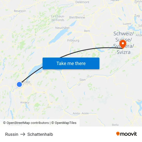 Russin to Schattenhalb map