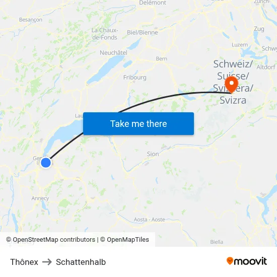 Thônex to Schattenhalb map