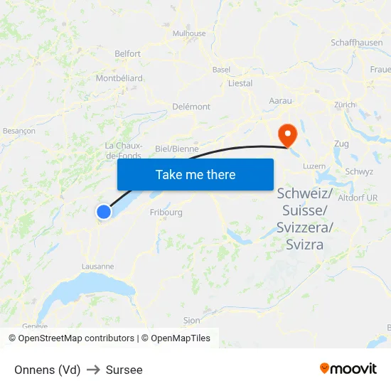 Onnens (Vd) to Sursee map