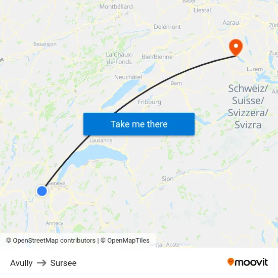 Avully to Sursee map