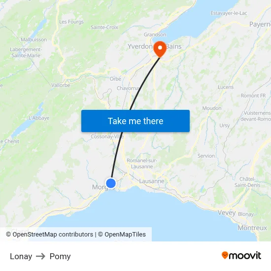 Lonay to Pomy map