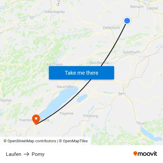 Laufen to Pomy map
