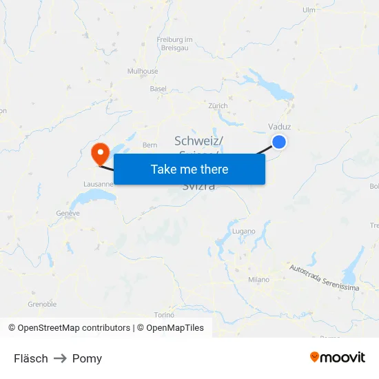 Fläsch to Pomy map