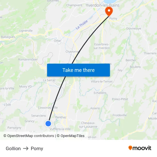 Gollion to Pomy map