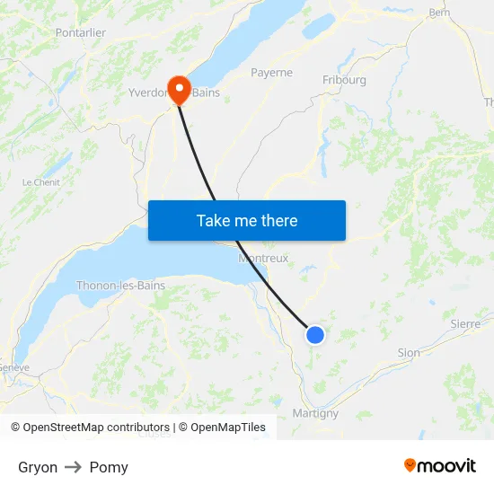 Gryon to Pomy map