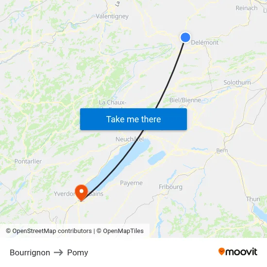 Bourrignon to Pomy map