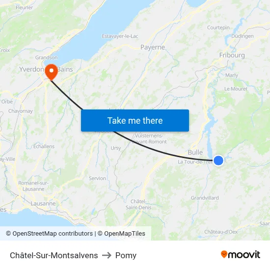 Châtel-Sur-Montsalvens to Pomy map
