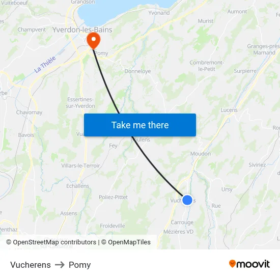 Vucherens to Pomy map