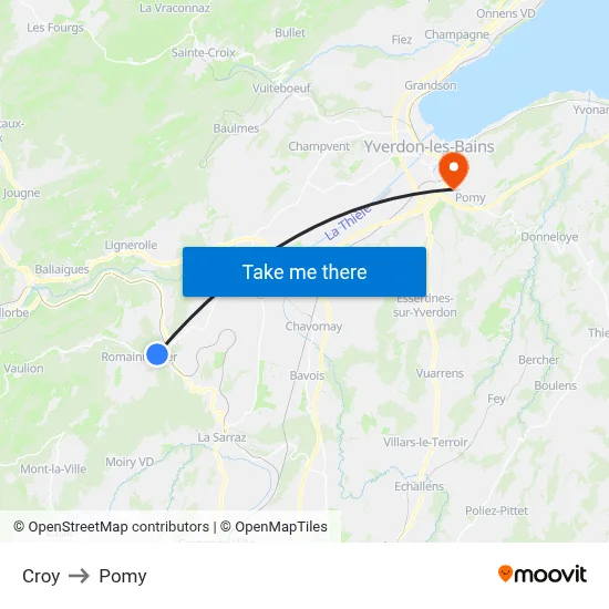 Croy to Pomy map