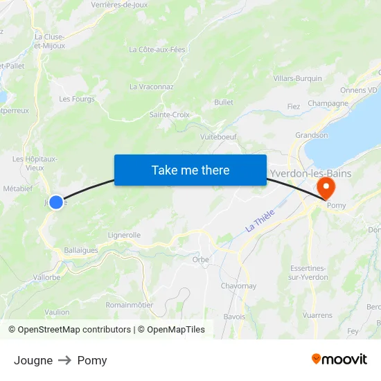 Jougne to Pomy map