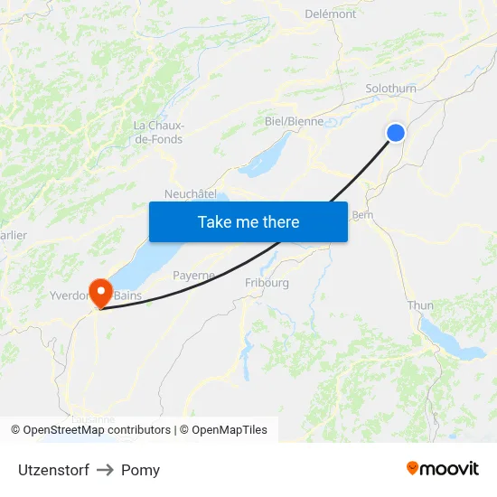 Utzenstorf to Pomy map