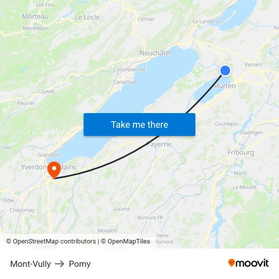 Mont-Vully to Pomy map