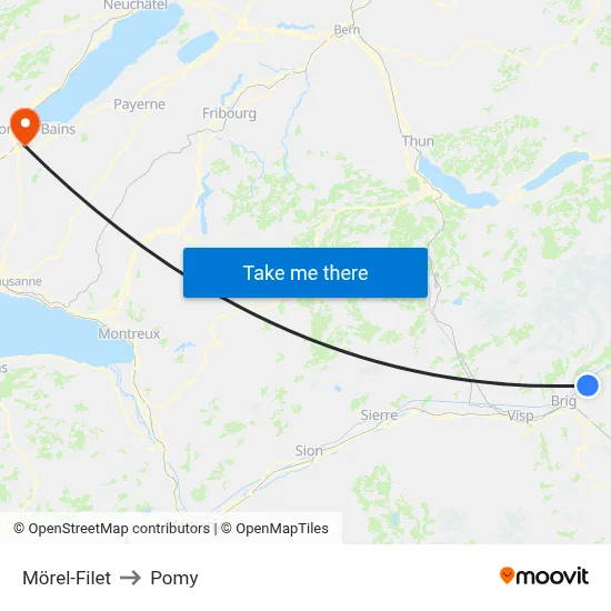 Mörel-Filet to Pomy map