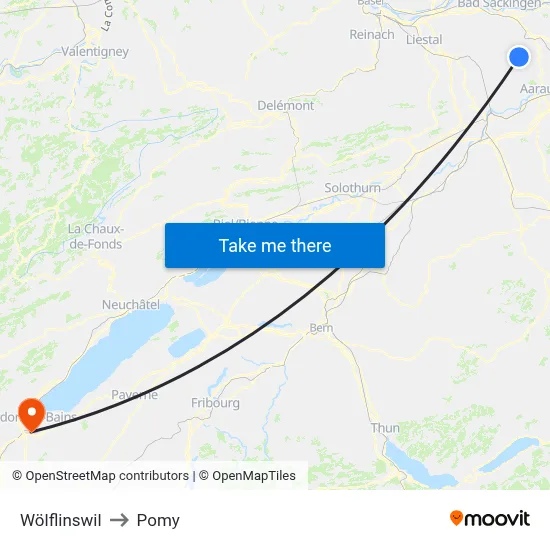 Wölflinswil to Pomy map