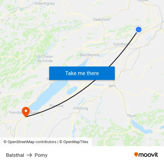 Balsthal to Pomy map