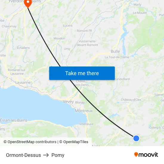 Ormont-Dessus to Pomy map