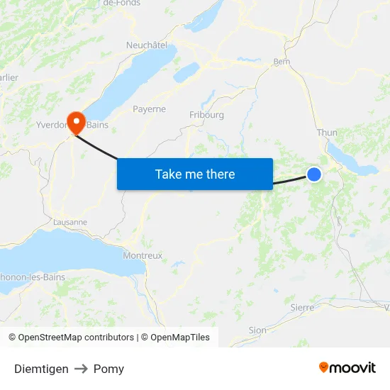 Diemtigen to Pomy map