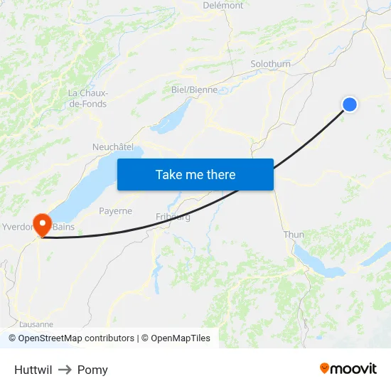Huttwil to Pomy map