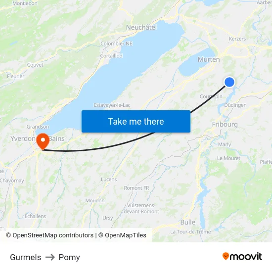Gurmels to Pomy map