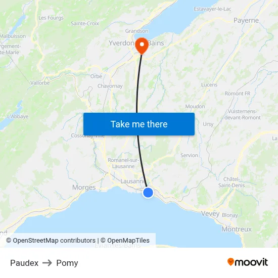 Paudex to Pomy map