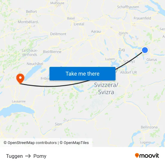 Tuggen to Pomy map