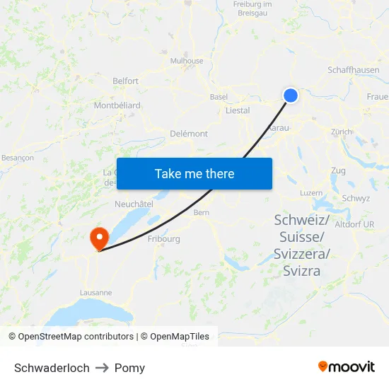 Schwaderloch to Pomy map
