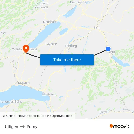 Uttigen to Pomy map