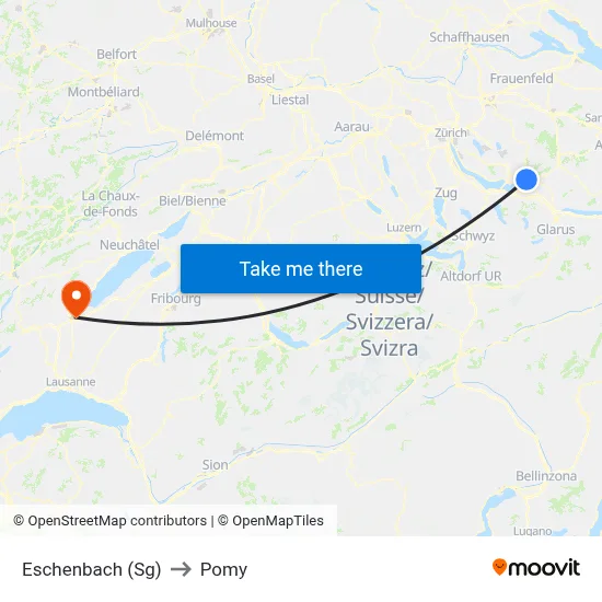 Eschenbach (Sg) to Pomy map